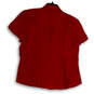 NWT Womens Red Collared Short Sleeve Button Front Blouse Top Size 14P image number 2