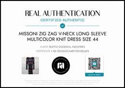 Missoni Women's Zig Zag V-Neck Long Sleeve Multicolor Knit Dress Size 44 w/COA alternative image