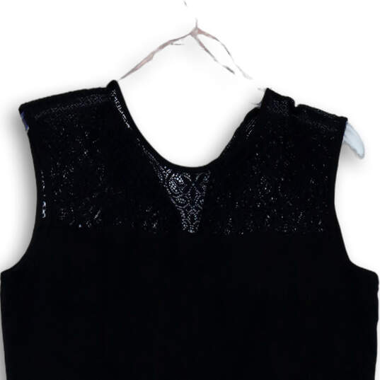 NWT Womens Black Lace Sleeveless Round Neck Back Zip Mini Dress Size Medium image number 3