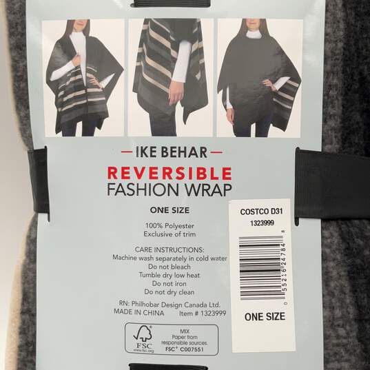 NWT Womens Black Striped Reversible Multifunctional Fashion Wrap Shawl One Size image number 3