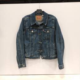 Girls Blue Button Collared Flap Pockets Long Sleeve Denim Jean Jacket Size XL