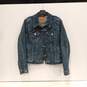 Girls Blue Button Collared Flap Pockets Long Sleeve Denim Jean Jacket Size XL image number 1
