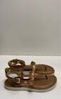 Michael Kors Gold Chain Link Logo Brown Thong Sandals Women's Size 9.5 image number 3