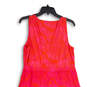Womens Red Pink Floral Scoop Neck Sleeveless Long A-Line Dress Size 10 image number 4