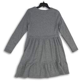 NWT Loft Womens Gray Long Sleeve Crew Neck Pullover Swing Dress Size XS alternative image