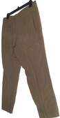 Mens Beige Flat Front Slash Pockets Belt Loops Straight Leg Pants Size M image number 3