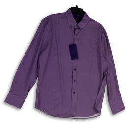 NWT Womens Purple Check Collared Long Sleeve Casual Button-Up Shirt Size L