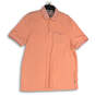 Mens Peach Spread Collar Short Sleeve Polo Shirt Size 5 image number 1