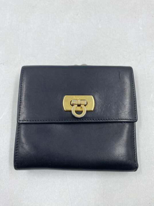 Authentic Salvatore Ferragamo Gancini Black Compact Wallet image number 1