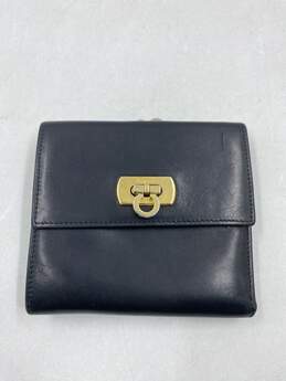 Authentic Salvatore Ferragamo Gancini Black Compact Wallet