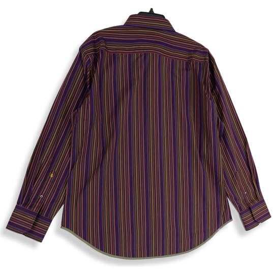 NWT Mens Multicolor Striped Long Sleeve Pockets Button-Up Shirt Size XL image number 2