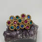 Designer Swarovski Gold-Tone Multicolor Crystal Cut Stone Stud Earrings image number 1