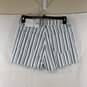 Women's White Striped LOFT Hi-Rise Cut Off Denim Shorts, Sz. 28/6 image number 2