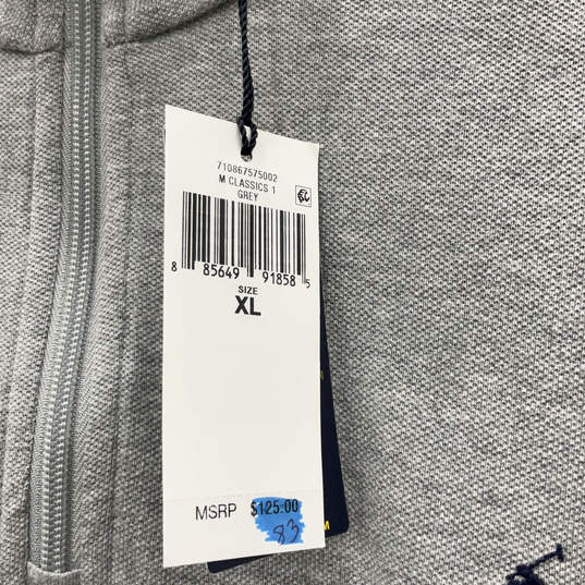 NWT Mens Gray Long Sleeve Mock Neck 1/4 Zip Pullover Sweatshirt Size XL image number 4