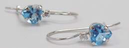 10KP White Gold Faceted Topaz Heart & Cubic Zirconia Accented Drop Earrings 0.7g alternative image