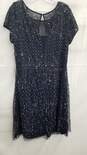 Adrianna Papell Navy Short Sleeve Beaded Cocktail Dress SZ 16W NWT image number 2