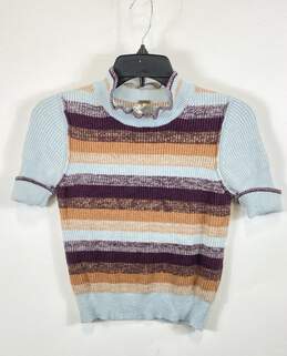 Free People Women Blue Striped Knitted Top S