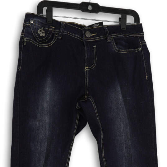 Womens Black Denim Dark Wash Pockets Stretch Skinny Leg Jeans Size 11/12 image number 3