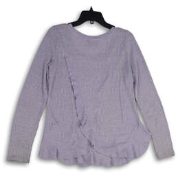 Womens Lavender Scoop Neck Knit Ruffle Crossover Back Pullover Sweater Sz S alternative image