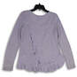 Womens Lavender Scoop Neck Knit Ruffle Crossover Back Pullover Sweater Sz S image number 2
