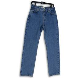 Zara Womens Blue Denim Medium Wash 5-Pocket Design Straight Leg Jeans Size 6