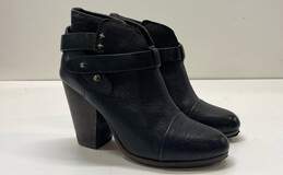 Rag & Bone Black Leather Ankle Strap Heel Boots Shoes Size 36