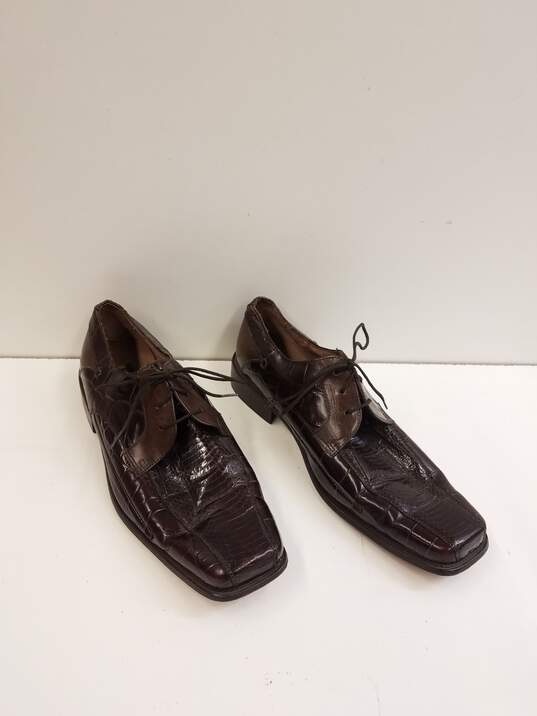 Stacy Adams 24186-02 Brown Leather Snakeskin Oxford Dress Shoes Men's Size 11.5 M image number 3