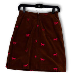 Womens Brown Flat Front Pockets Side Slit Back Zip Short A-Line Skirt Sz 2 alternative image