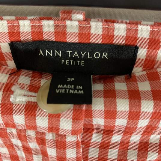 Women's Red Gingham Ann Taylor Cropped Pants, Sz. 2P image number 3