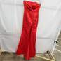 Special Occasion Flame Red Strapless High Slit Women's Evening Dress NWT image number 2