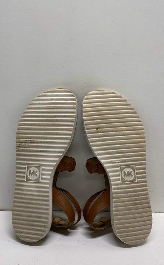 Buy the Michael Kors Gold Chain Link Logo Brown Thong Sandals Women's ...