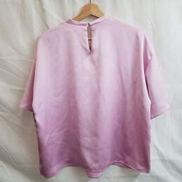 Zara light pink satin short sleeve oversized blouse L nwt alternative image