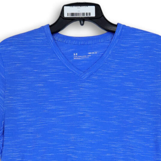 Mens Blue Short Sleeve V-Neck Side Slit Pullover T-Shirt Size M image number 2