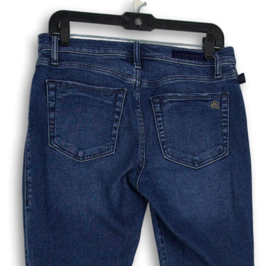 Womens Blue Denim Medium Wash 5-Pocket Design Straight Leg Jeans Size 10M image number 4