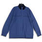 Mens Blue Long Sleeve Mock Neck 1/4 Zip Pullover Sweatshirt Size XXL image number 1