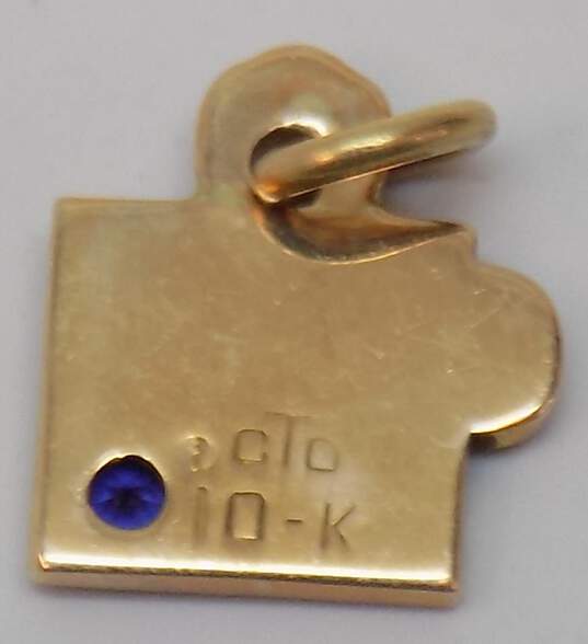 10K Gold Blue Sapphire Accent OAK Service Pendant 1.2g image number 3