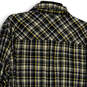 Mens Multicolor Plaid Long Sleeve Pockets Collared Button-Up Shirt Size L image number 4