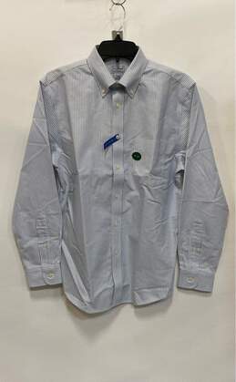 NWT L.L. Bean Mens Blue Cotton Striped Long Sleeve Button-Down Shirt Size 15-32