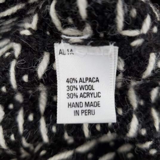 ALPACA Imports WM's Black & White Wool Winter Theme Crewneck Sweater Size SM image number 4