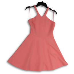 NWT Womens Pink Regular Fit V-Neck Back Zip Fit & Flare Dress Size 6