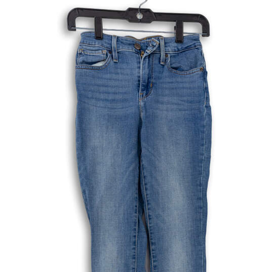 Women's Blue Medium Wash Stretch Pockets Denim Tapered Jeans Size 25 image number 3