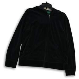 Lauren Ralph Lauren Womens Black Long Sleeve Full-Zip Hoodie Size Large