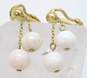 Vintage 14K Yellow Gold Angel Skin Coral Ball Bead Dangle Clip Earrings 5.9g image number 3