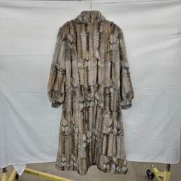 Pamela McCoy Gray & Brown Lined Full Length Faux Fur Coat WM Size L alternative image