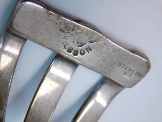 Vintage Robert Nilsson 925 Modernist 3 Bands Twisted Asymmetrical Cuff Bracelet 41.3g image number 5