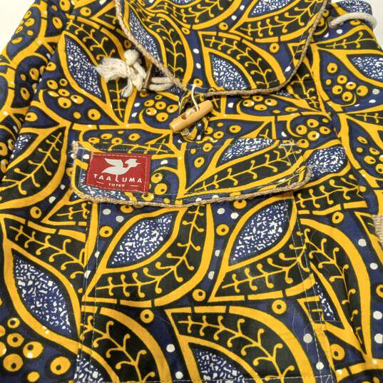 Taaluma Patterned Yellow & Blue Backpack image number 6