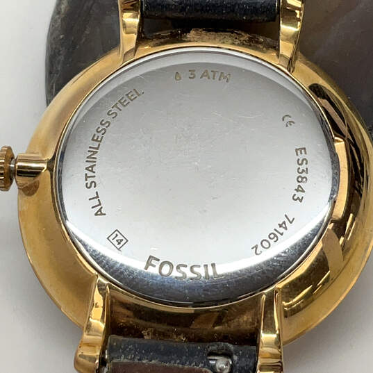 Designer Fossil ES3843 Jacqueline Black Leather Strap Analog Wristwatch image number 4
