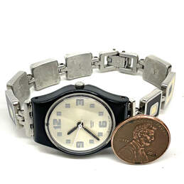 Designer Swatch Silver-Tone Swiss Menthol Tone Link Bracelet Wristwatch alternative image