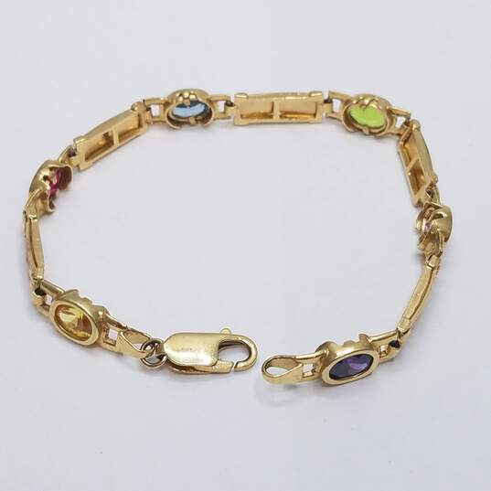 BB 14K Gold Assorted Gemstone Tricolor Bracelet 11.4g image number 3