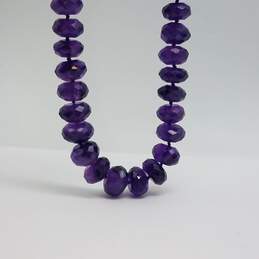 Sterling Silver Faceted Amethyst Bead 16 Inch Choker Necklace 91.8g